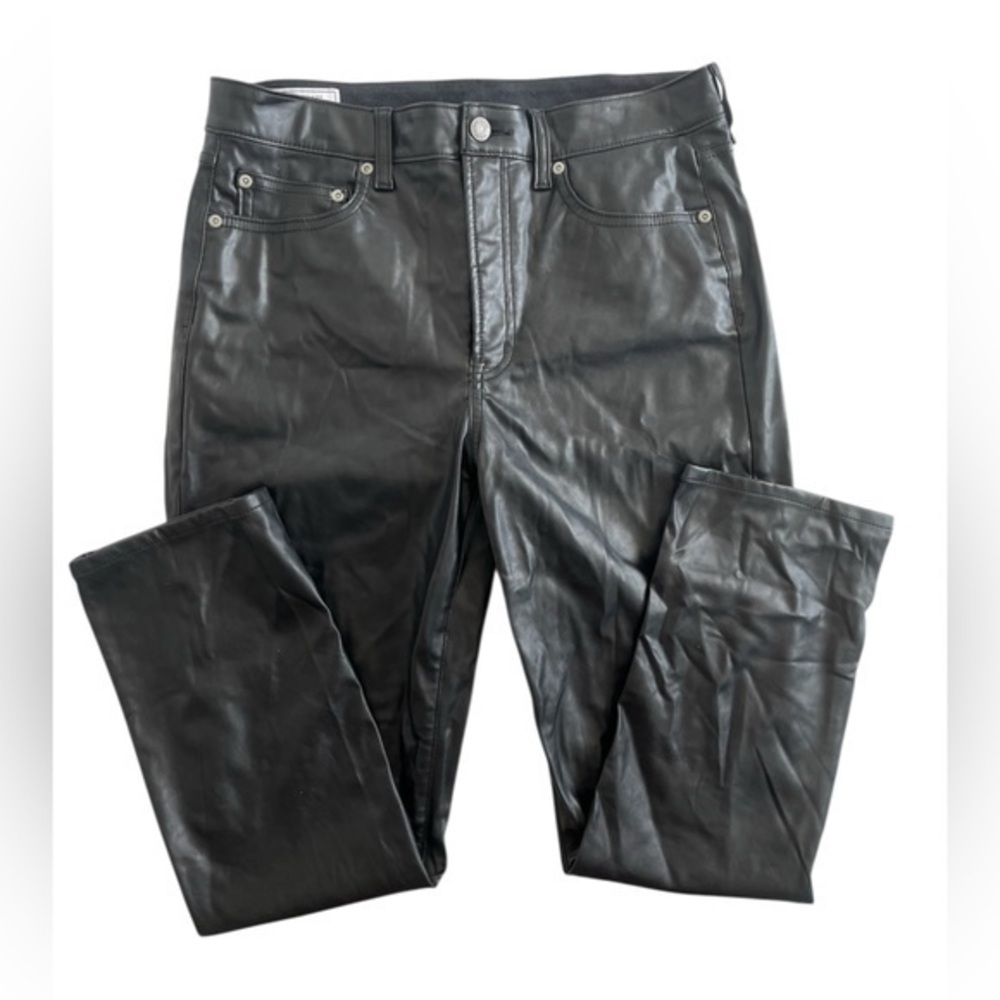 GAP Black Leather Straight Leg Pants